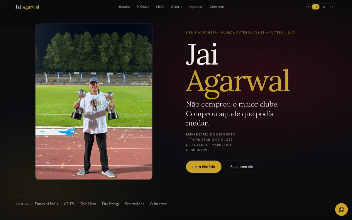 Página inicial do site pessoal de Jai Agarwal