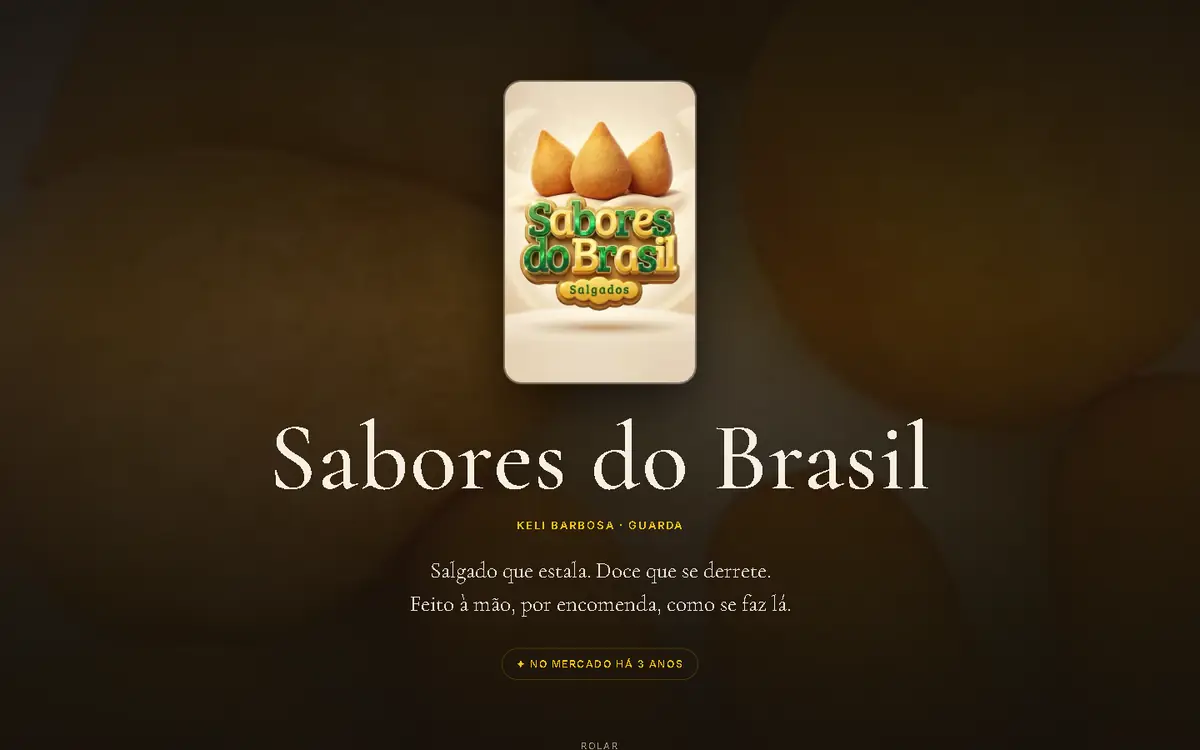 Página inicial do site do Sabores do Brasil, de Keli Barbosa, na Guarda